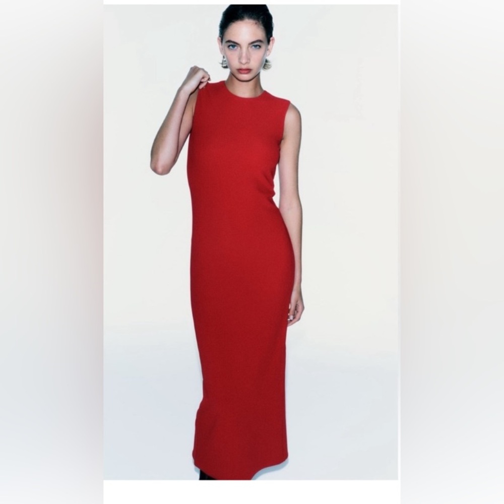NWT Zara Red Midi Dress - Picture 2 of 11